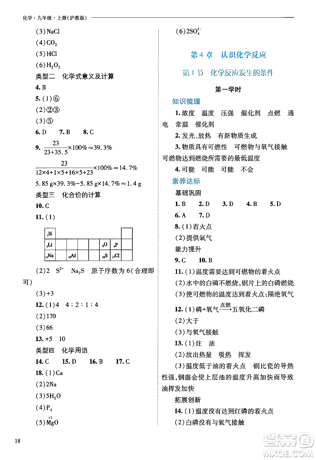 山西教育出版社2024年秋新課程問題解決導(dǎo)學(xué)方案九年級(jí)化學(xué)上冊(cè)滬教版答案