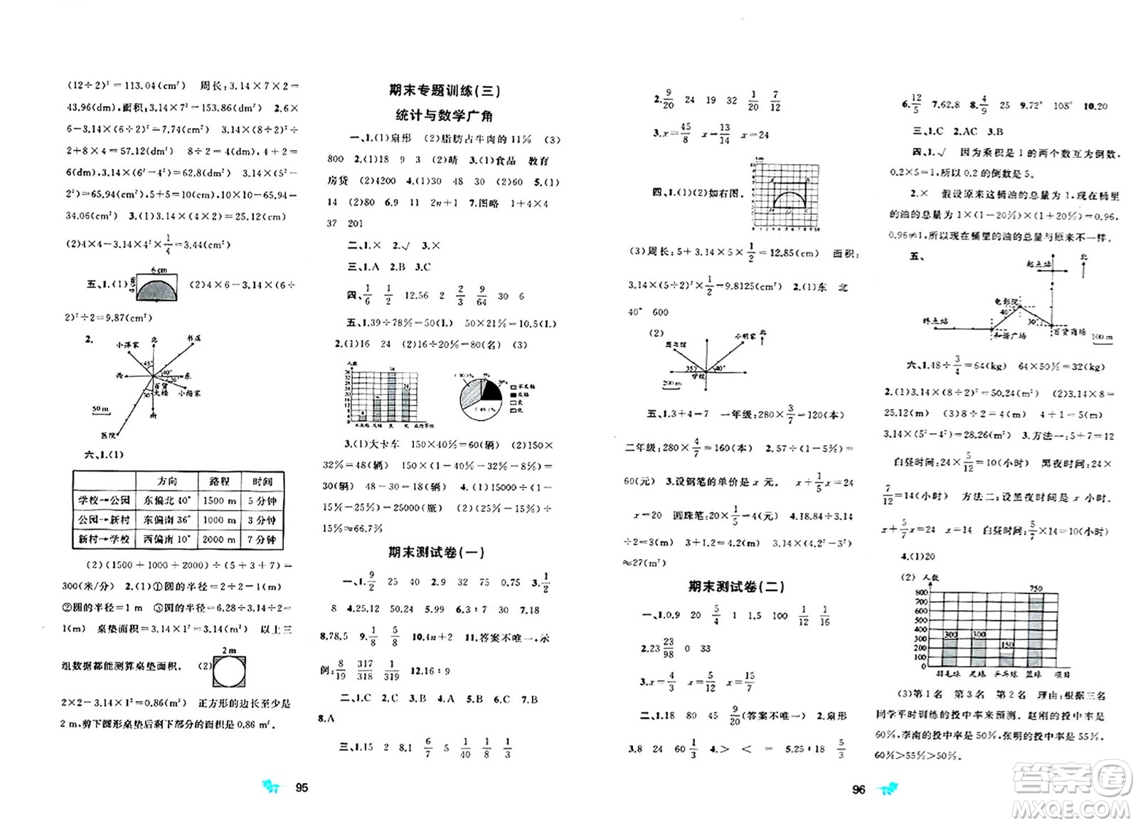 廣西師范大學(xué)出版社2024年秋新課程學(xué)習(xí)與測評單元雙測六年級數(shù)學(xué)上冊A版人教版答案