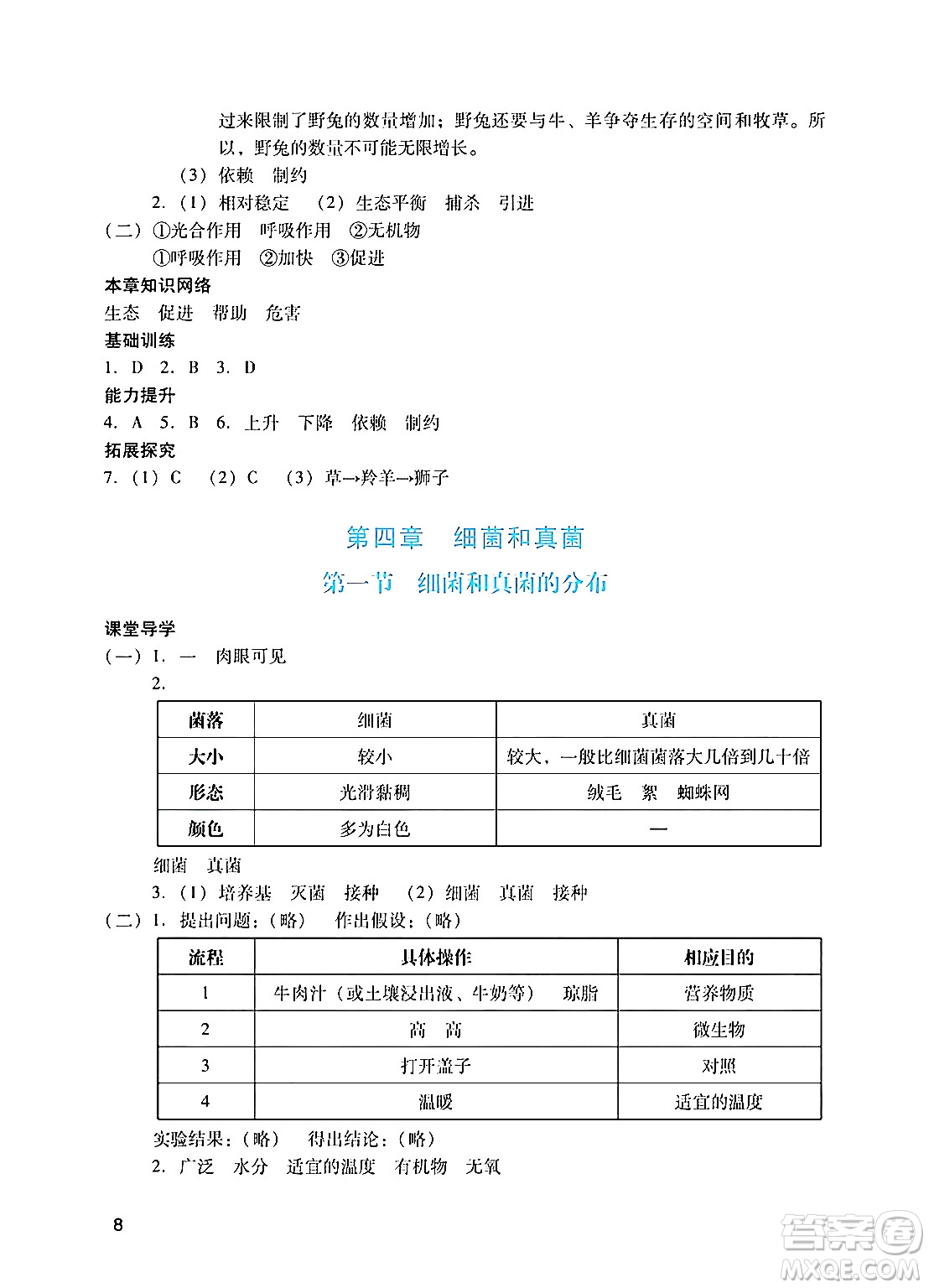 廣州出版社2024年秋陽光學(xué)業(yè)評價八年級生物上冊人教版答案