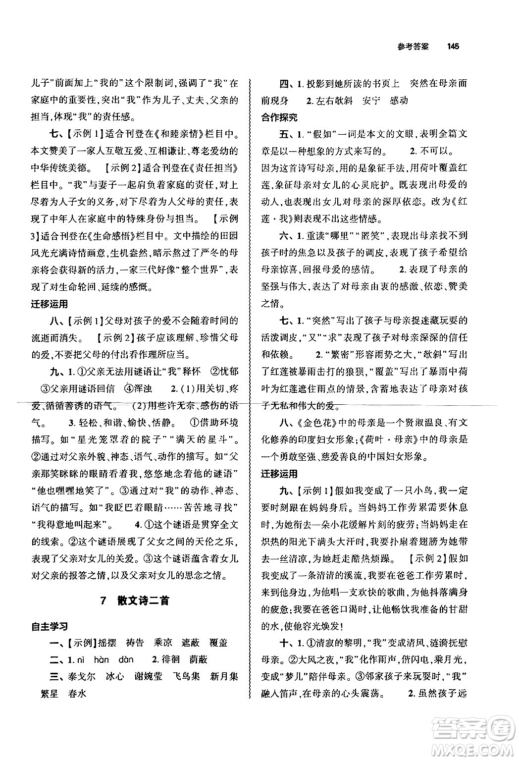 大象出版社2024秋初中同步練習(xí)冊七年級語文上冊人教版山東專版答案