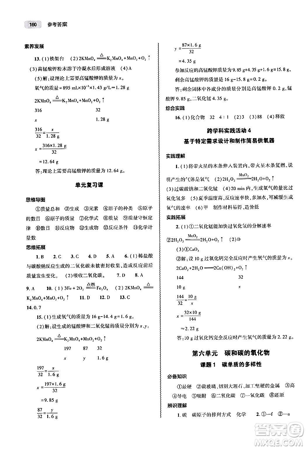 大象出版社2024秋初中同步練習(xí)冊九年級化學(xué)上冊人教版山東專版答案