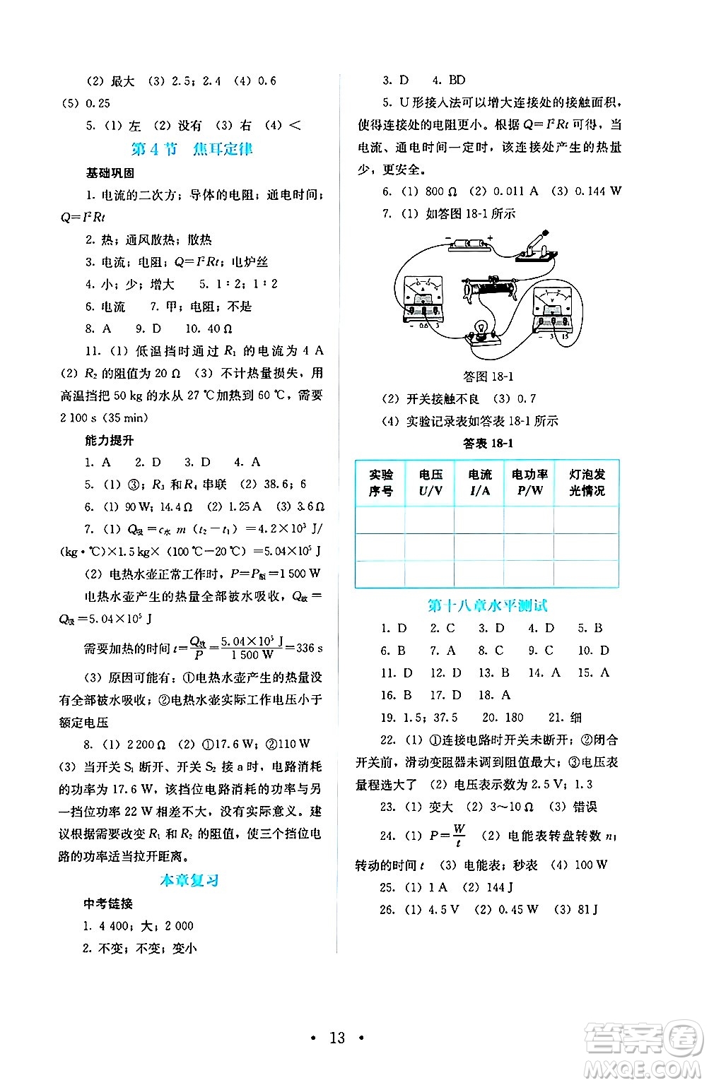 人民教育出版社2024年秋人教金學(xué)典同步練習(xí)冊(cè)同步解析與測(cè)評(píng)九年級(jí)物理上冊(cè)人教版答案