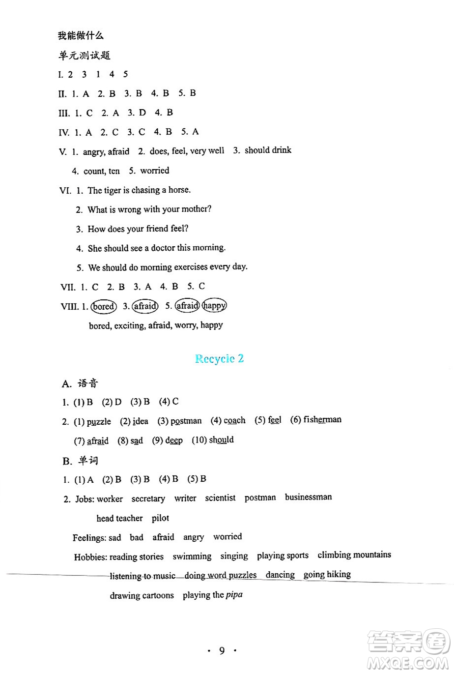 人民教育出版社2024年秋人教金學(xué)典同步練習(xí)冊同步解析與測評六年級英語上冊人教PEP版三起點答案