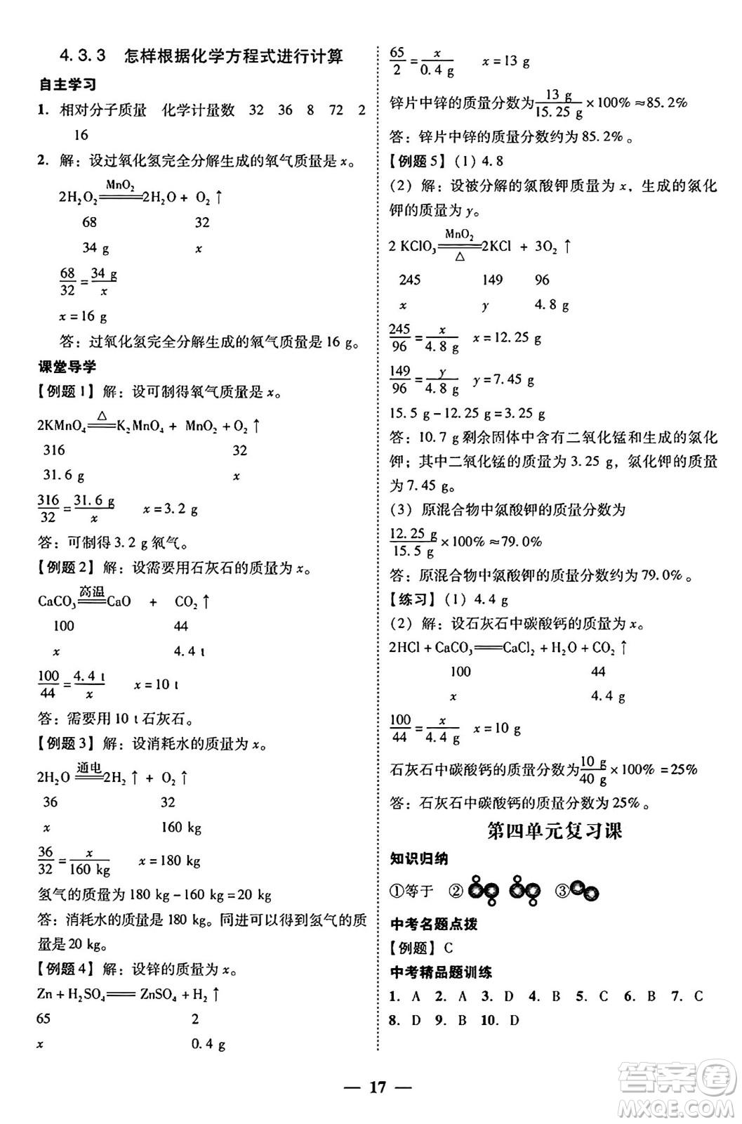 廣東教育出版社2025年秋南粵學典學考精練九年級化學全一冊科粵版答案