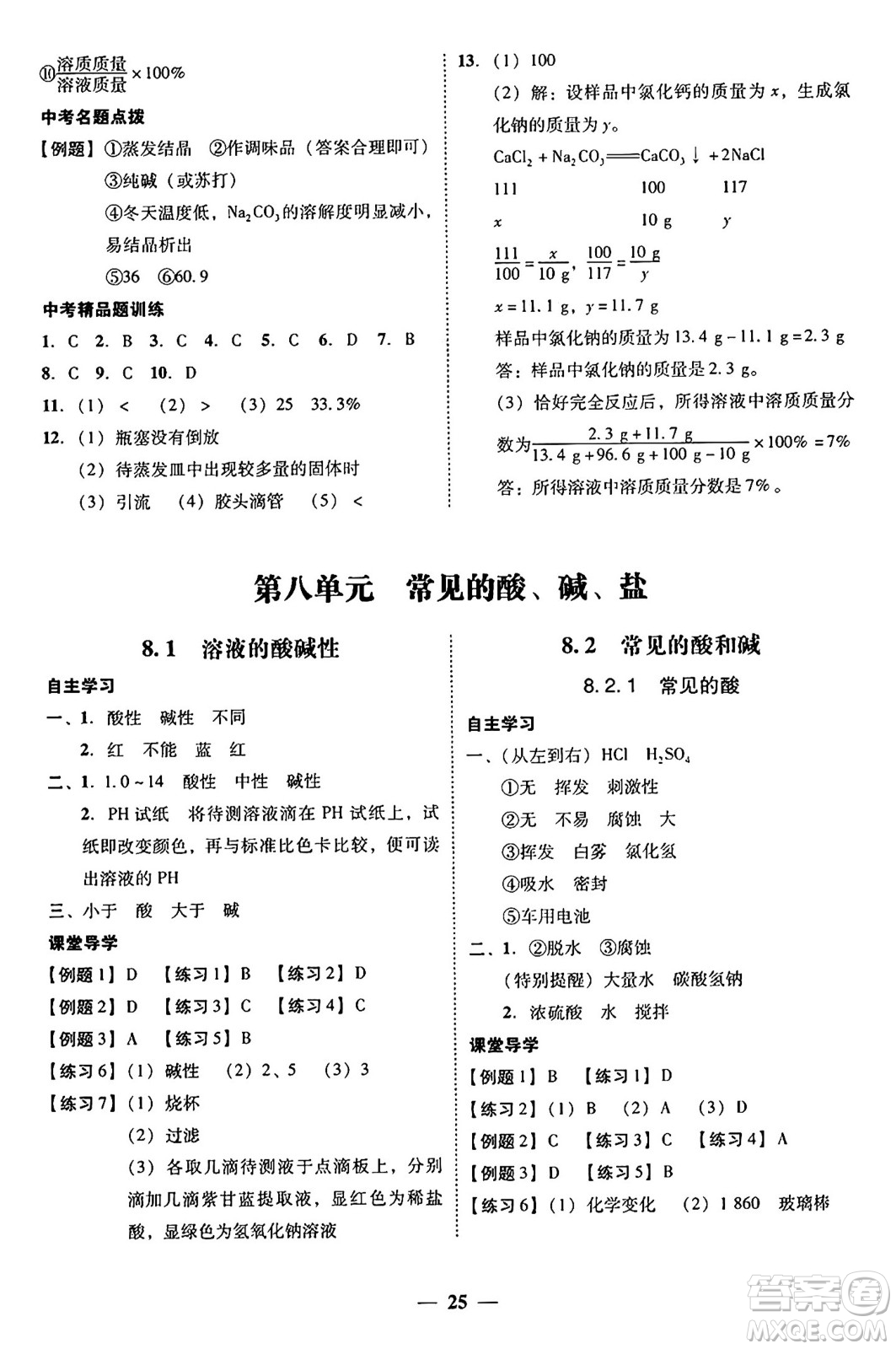 廣東教育出版社2025年秋南粵學典學考精練九年級化學全一冊科粵版答案