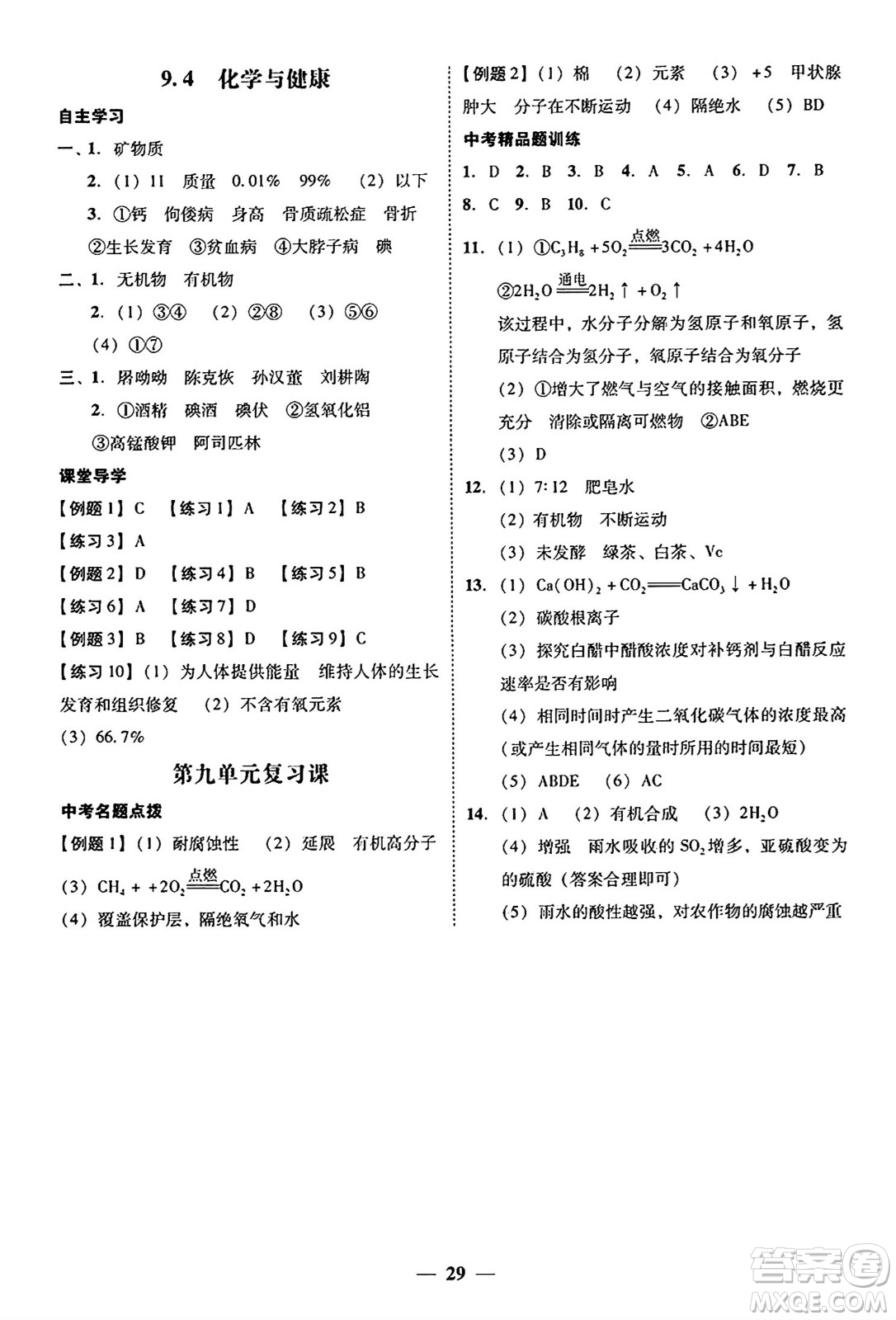 廣東教育出版社2025年秋南粵學典學考精練九年級化學全一冊科粵版答案