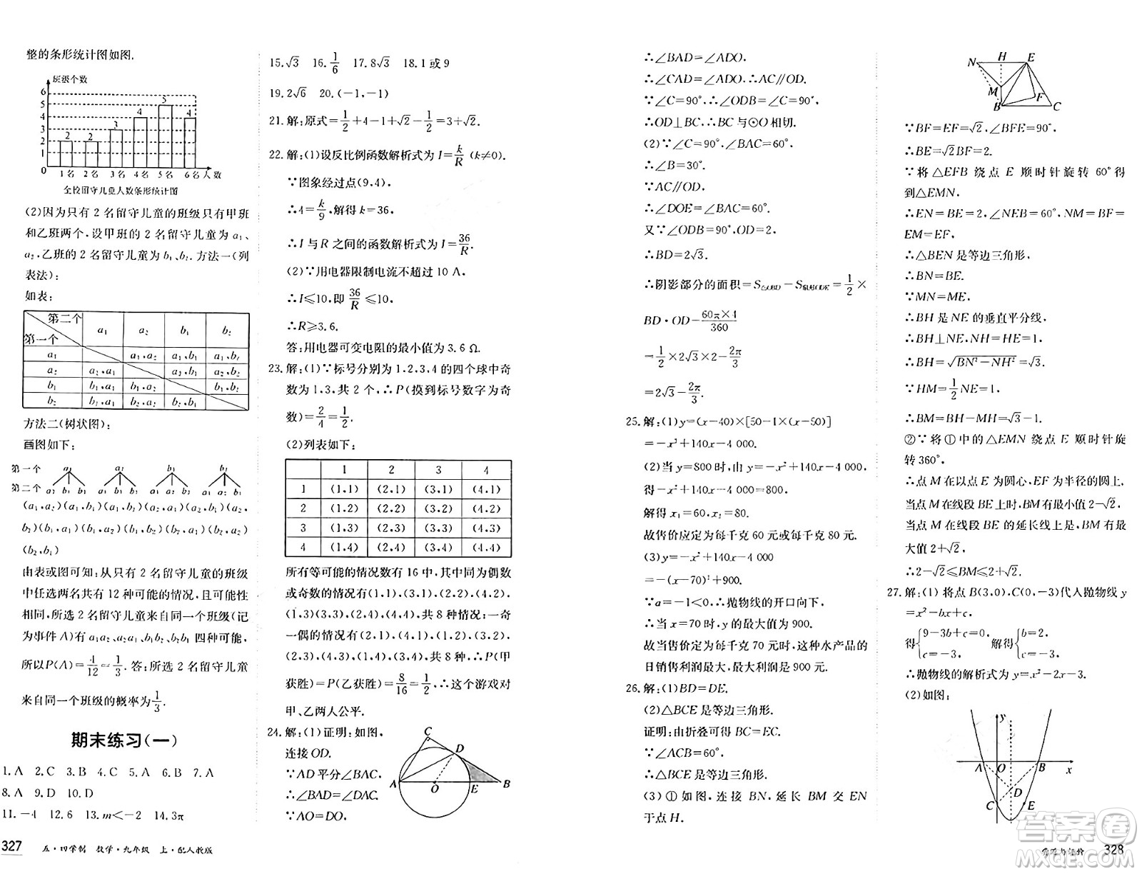 黑龍江教育出版社2024年秋資源與評價九年級數(shù)學上冊人教版黑龍江專版五四制答案