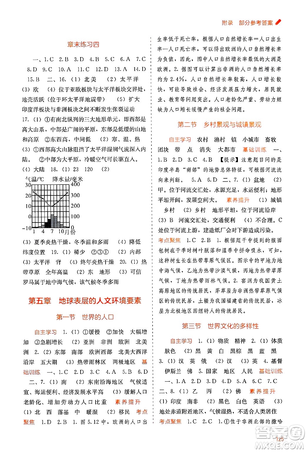 廣西教育出版社2024年秋自主學(xué)習(xí)能力測(cè)評(píng)七年級(jí)地理上冊(cè)商務(wù)星球版答案