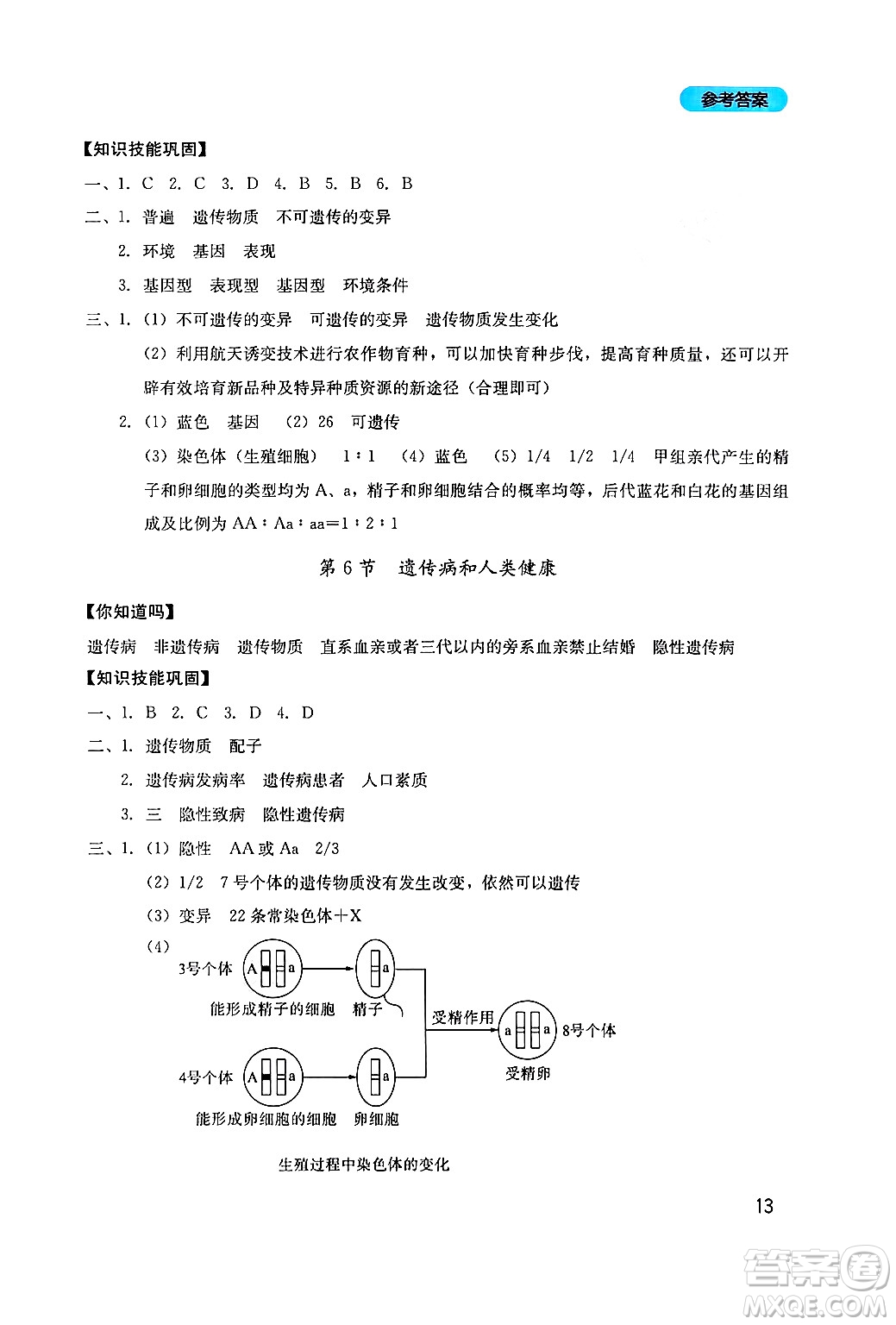 四川教育出版社2024年秋新課程實(shí)踐與探究叢書(shū)八年級(jí)生物上冊(cè)北師大版答案