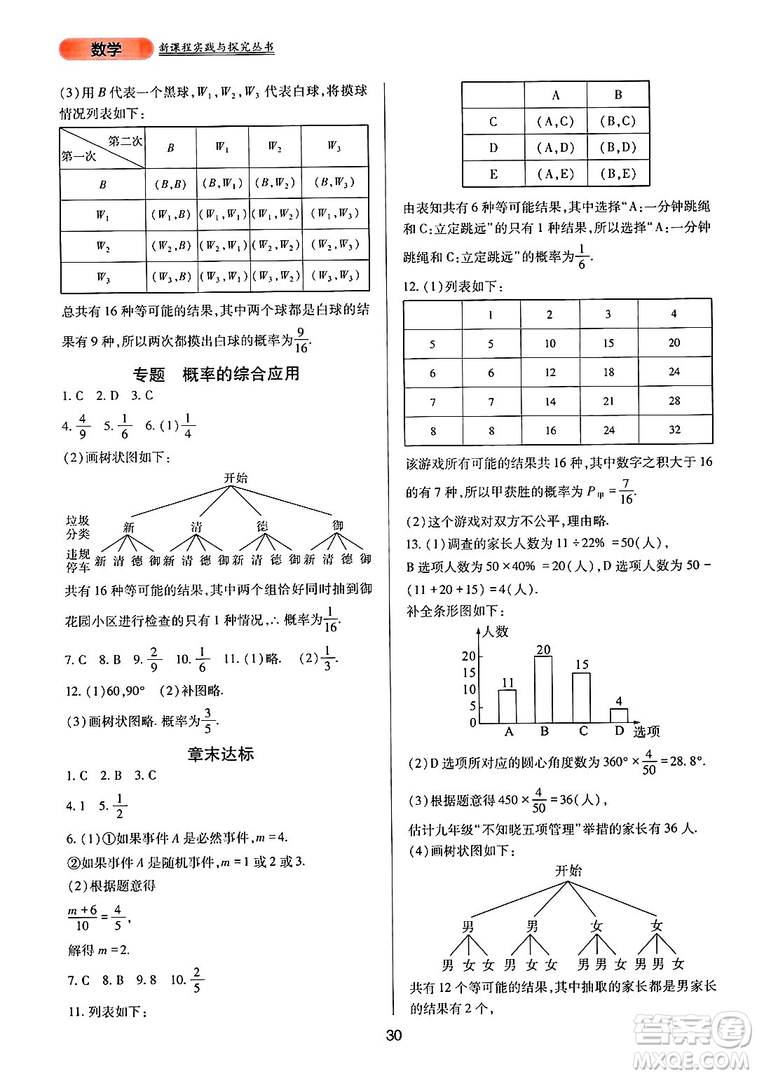 四川教育出版社2024年秋新課程實踐與探究叢書九年級數(shù)學上冊人教版答案