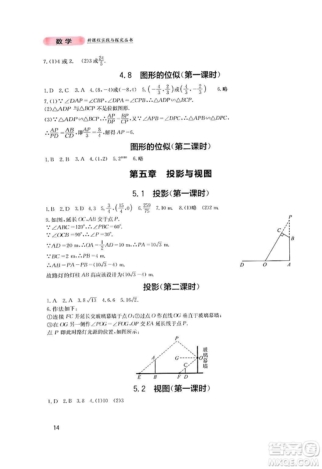 四川教育出版社2024年秋新課程實踐與探究叢書九年級數(shù)學(xué)上冊北師大版答案