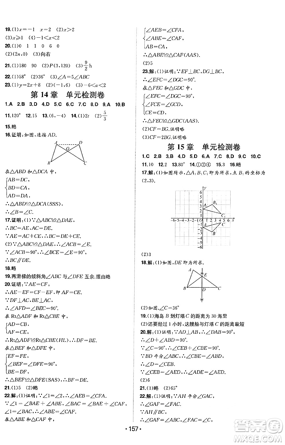 湖南教育出版社2024年秋一本同步訓練八年級數(shù)學上冊滬科版安徽專版答案