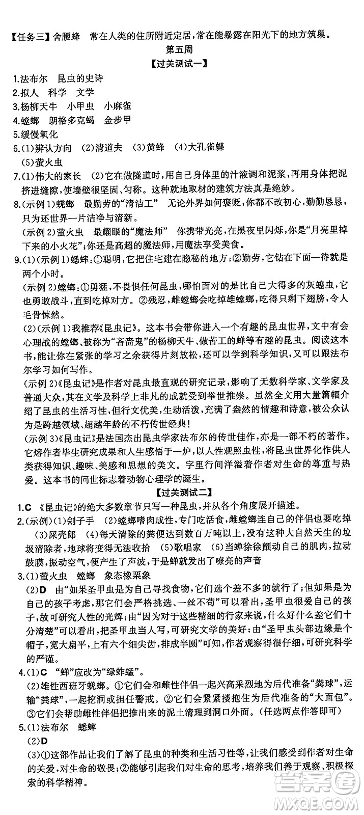 湖南教育出版社2024年秋一本同步訓(xùn)練八年級(jí)語文上冊(cè)人教版重慶專版答案