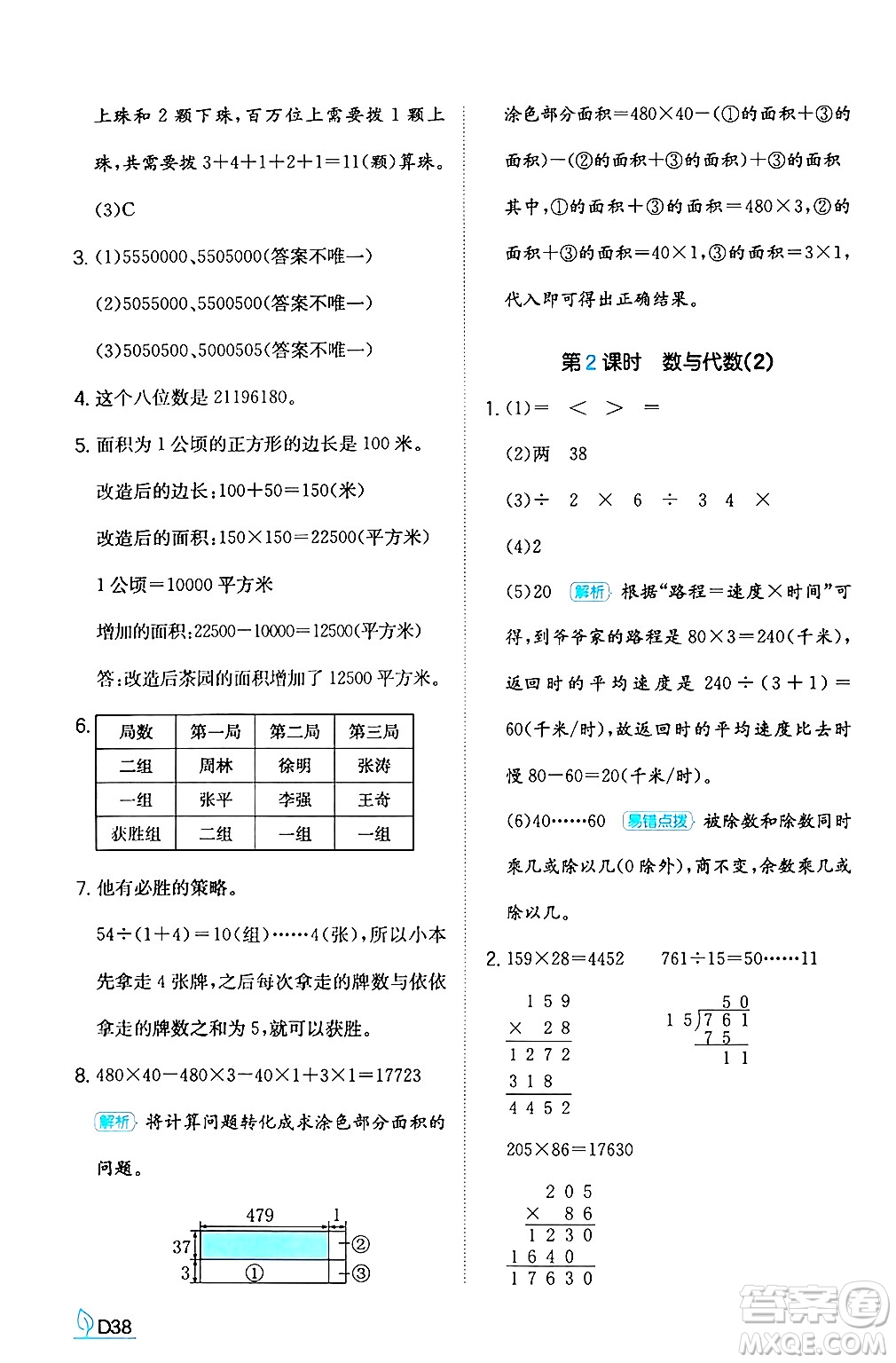 湖南教育出版社2024年秋一本同步訓(xùn)練四年級(jí)數(shù)學(xué)上冊(cè)人教版答案