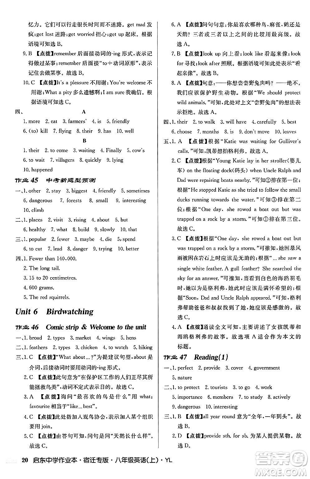 龍門(mén)書(shū)局2024秋啟東中學(xué)作業(yè)本八年級(jí)英語(yǔ)上冊(cè)譯林版宿遷專版答案