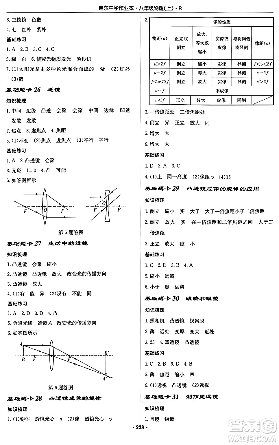 龍門書局2024秋啟東中學(xué)作業(yè)本八年級物理上冊人教版答案