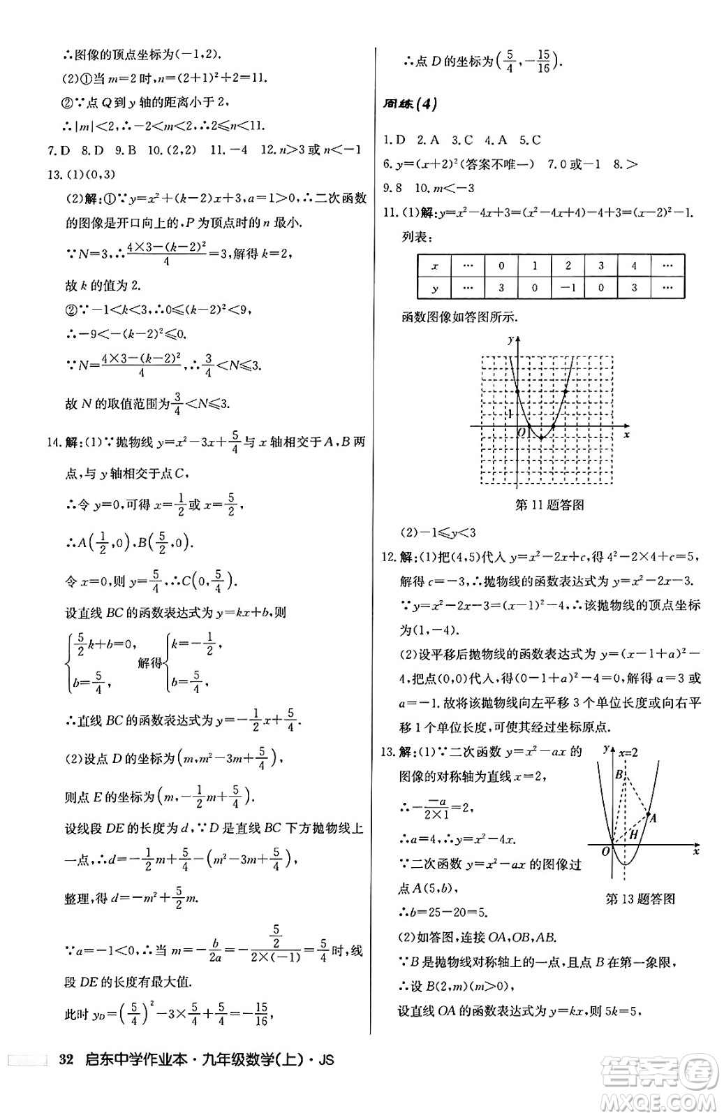 龍門書局2024秋啟東中學作業(yè)本九年級數(shù)學上冊江蘇版答案