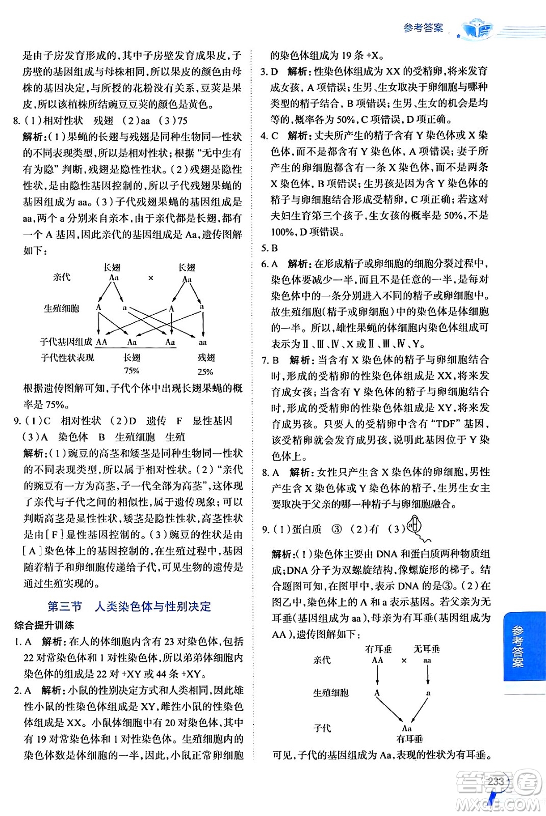 陜西人民教育出版社2024年秋中學教材全解八年級生物上冊濟南版答案