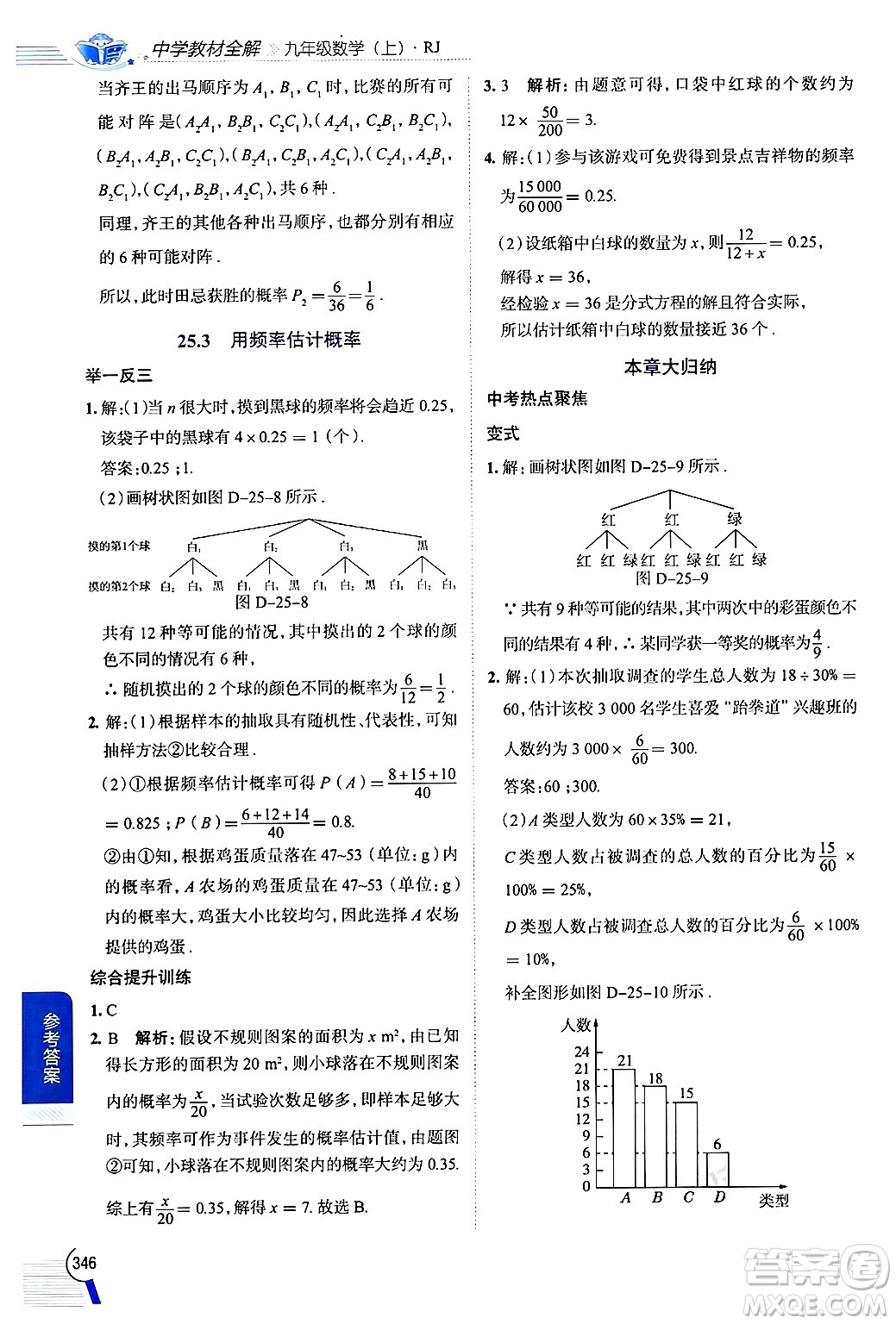 陜西人民教育出版社2024年秋中學(xué)教材全解九年級(jí)數(shù)學(xué)上冊(cè)人教版答案