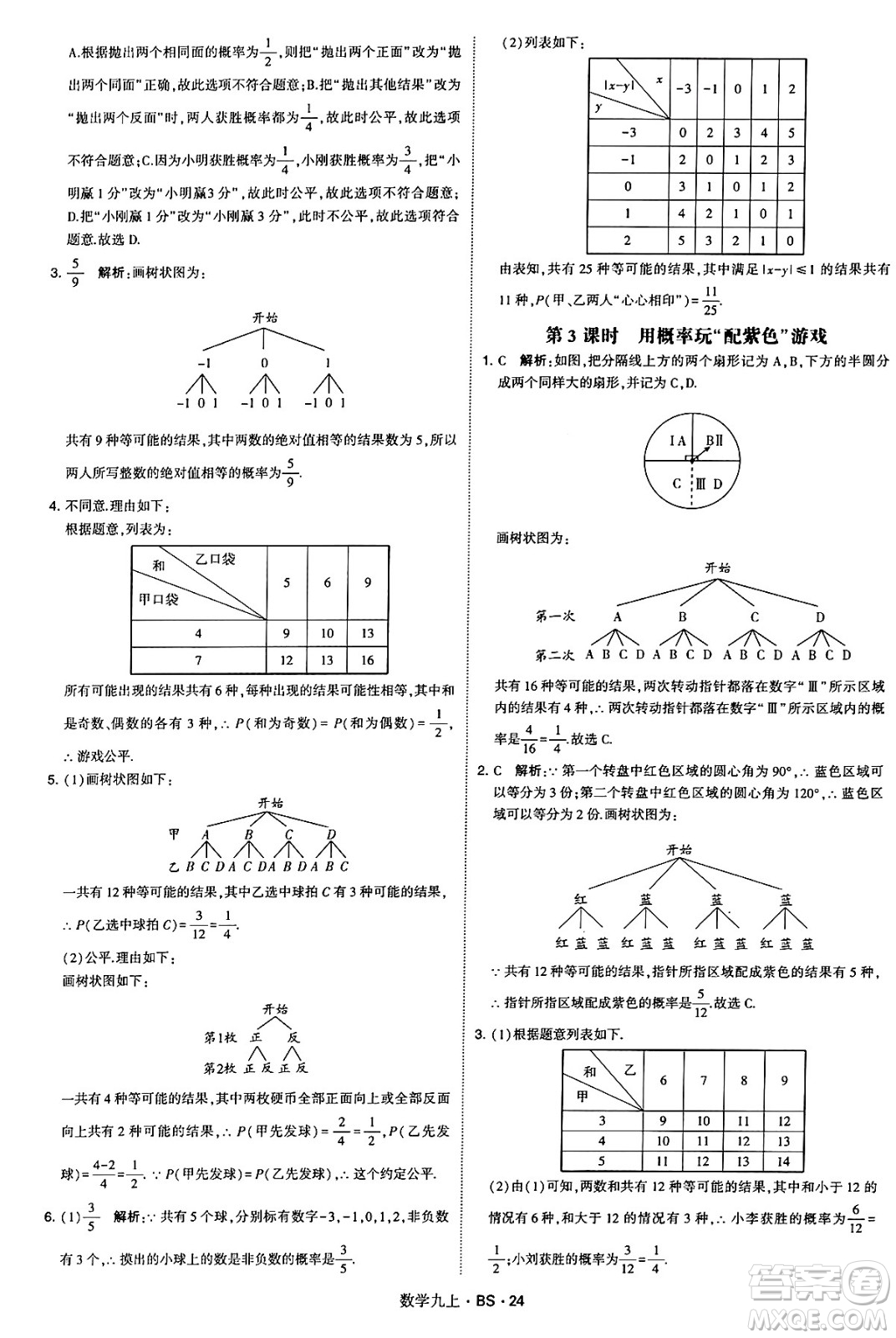 河海大學(xué)出版社2024年秋學(xué)霸題中題九年級(jí)數(shù)學(xué)上冊(cè)北師大版答案