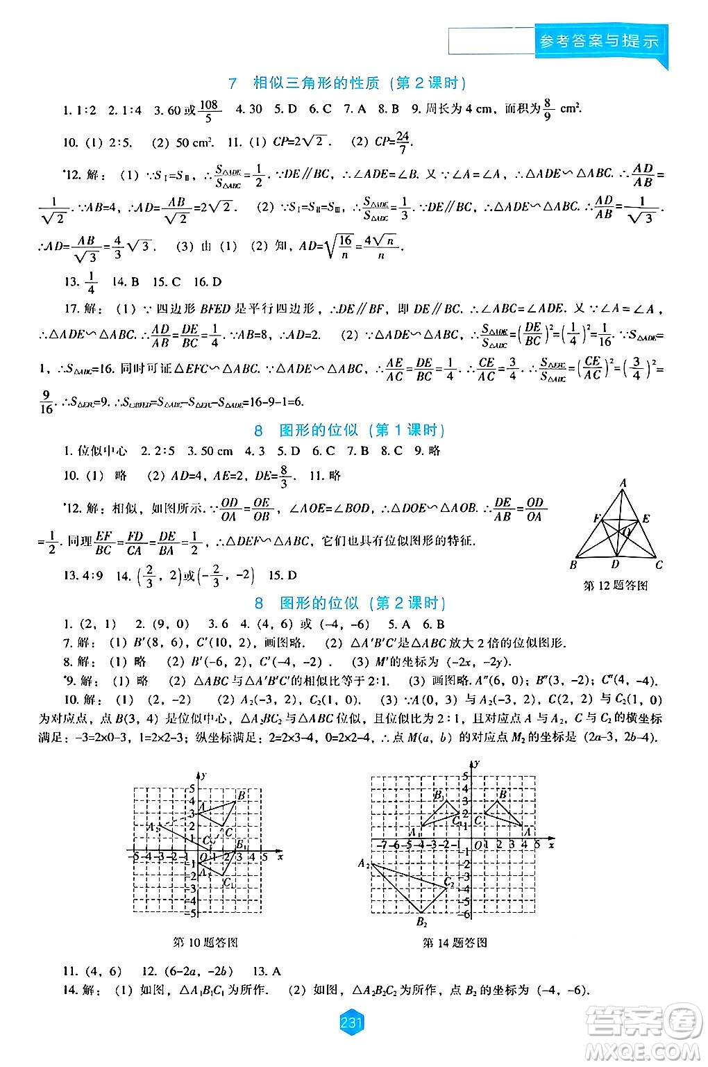 遼海出版社2024年秋新課程能力培養(yǎng)九年級數(shù)學(xué)上冊北師大版答案