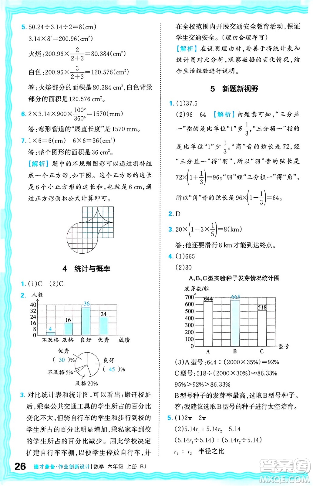 江西人民出版社2024年秋王朝霞德才兼?zhèn)渥鳂I(yè)創(chuàng)新設(shè)計六年級數(shù)學上冊人教版答案