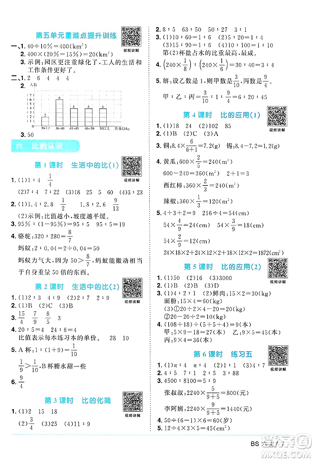 江西教育出版社2024年秋陽(yáng)光同學(xué)課時(shí)優(yōu)化作業(yè)六年級(jí)數(shù)學(xué)上冊(cè)北師大版答案