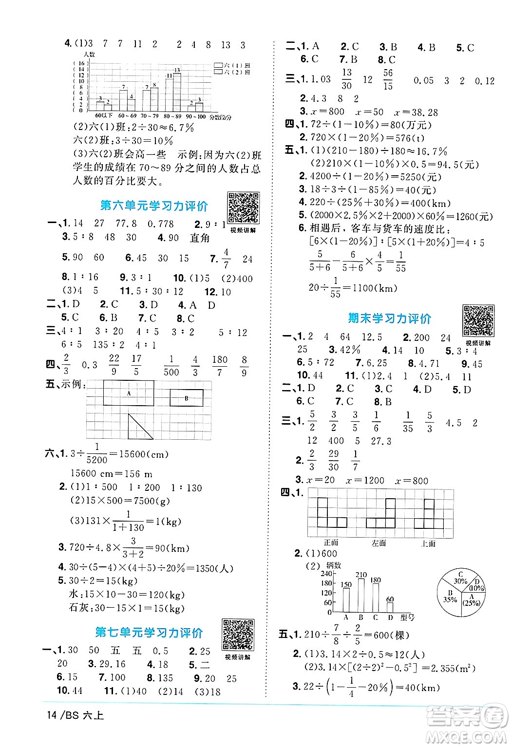 江西教育出版社2024年秋陽(yáng)光同學(xué)課時(shí)優(yōu)化作業(yè)六年級(jí)數(shù)學(xué)上冊(cè)北師大版答案