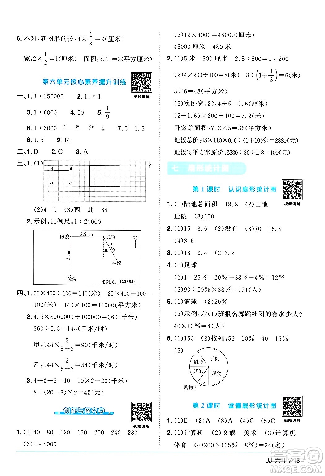 江西教育出版社2024年秋陽光同學(xué)課時優(yōu)化作業(yè)六年級數(shù)學(xué)上冊冀教版答案