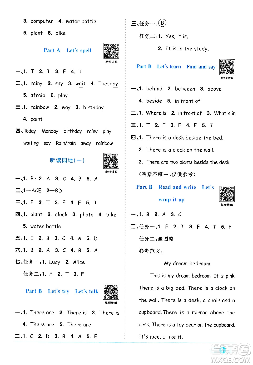 江西教育出版社2024年秋陽(yáng)光同學(xué)課時(shí)優(yōu)化作業(yè)五年級(jí)英語(yǔ)上冊(cè)人教PEP版答案