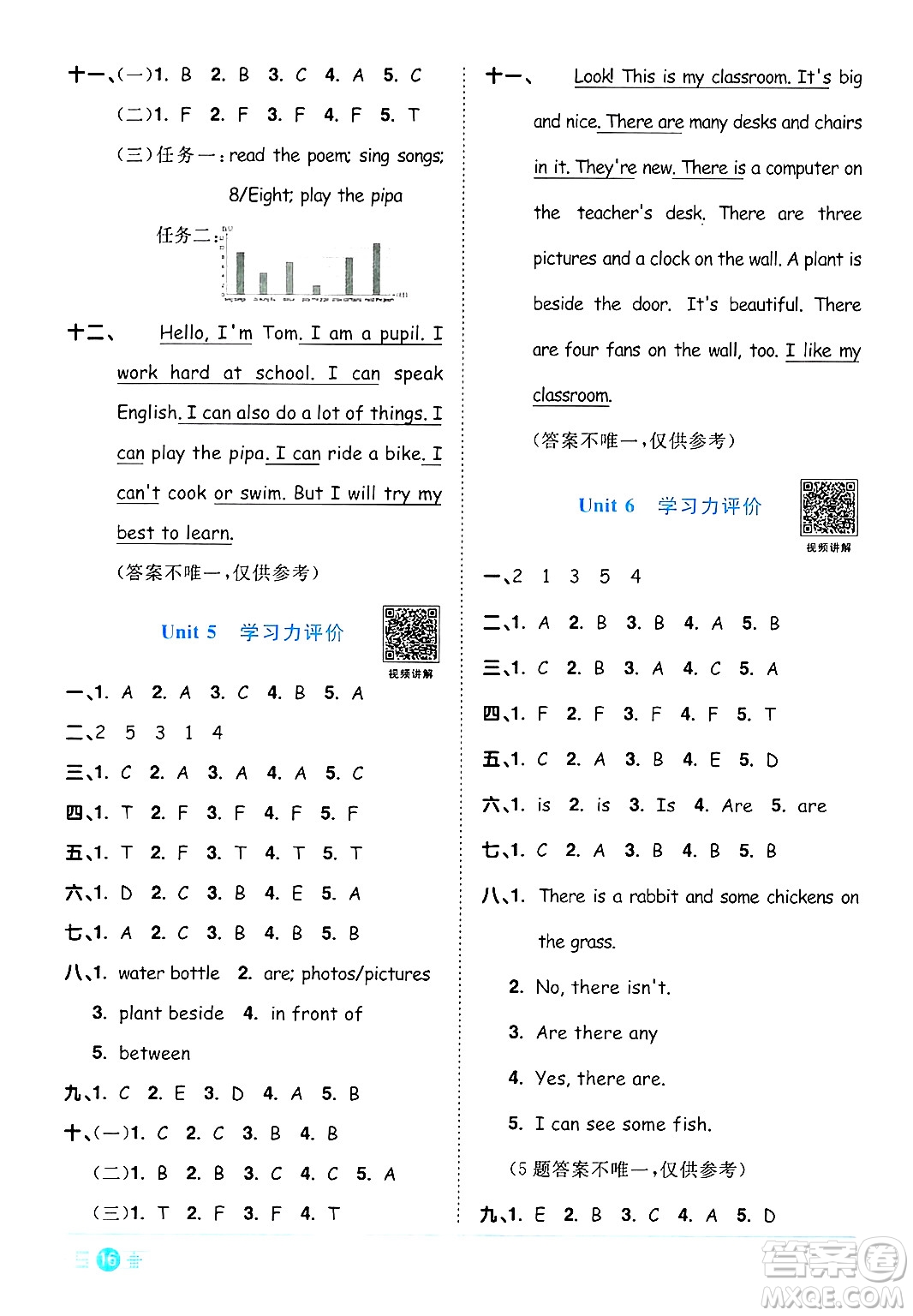 江西教育出版社2024年秋陽(yáng)光同學(xué)課時(shí)優(yōu)化作業(yè)五年級(jí)英語(yǔ)上冊(cè)人教PEP版答案