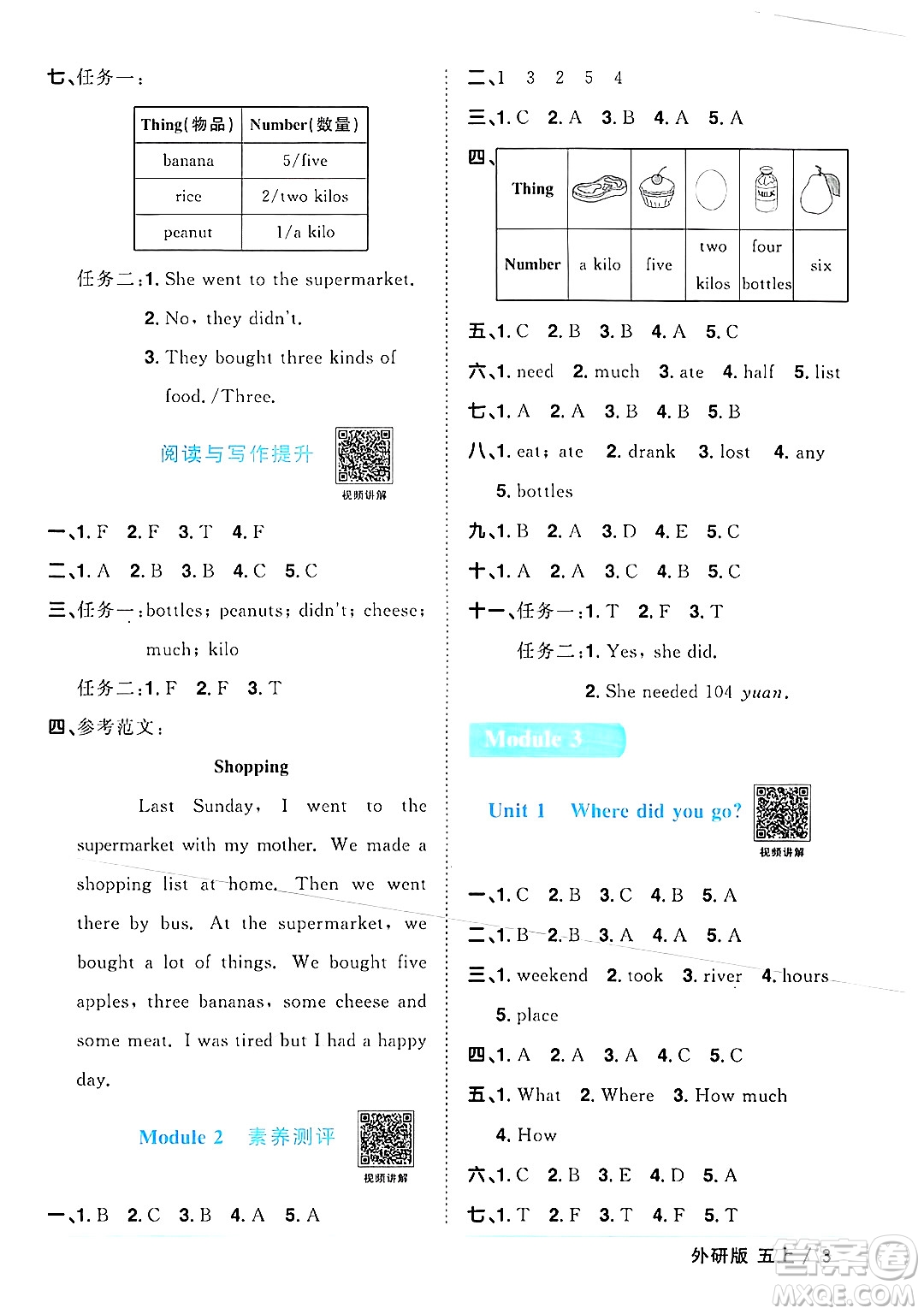 江西教育出版社2024年秋陽(yáng)光同學(xué)課時(shí)優(yōu)化作業(yè)五年級(jí)英語(yǔ)上冊(cè)外研版三起點(diǎn)答案