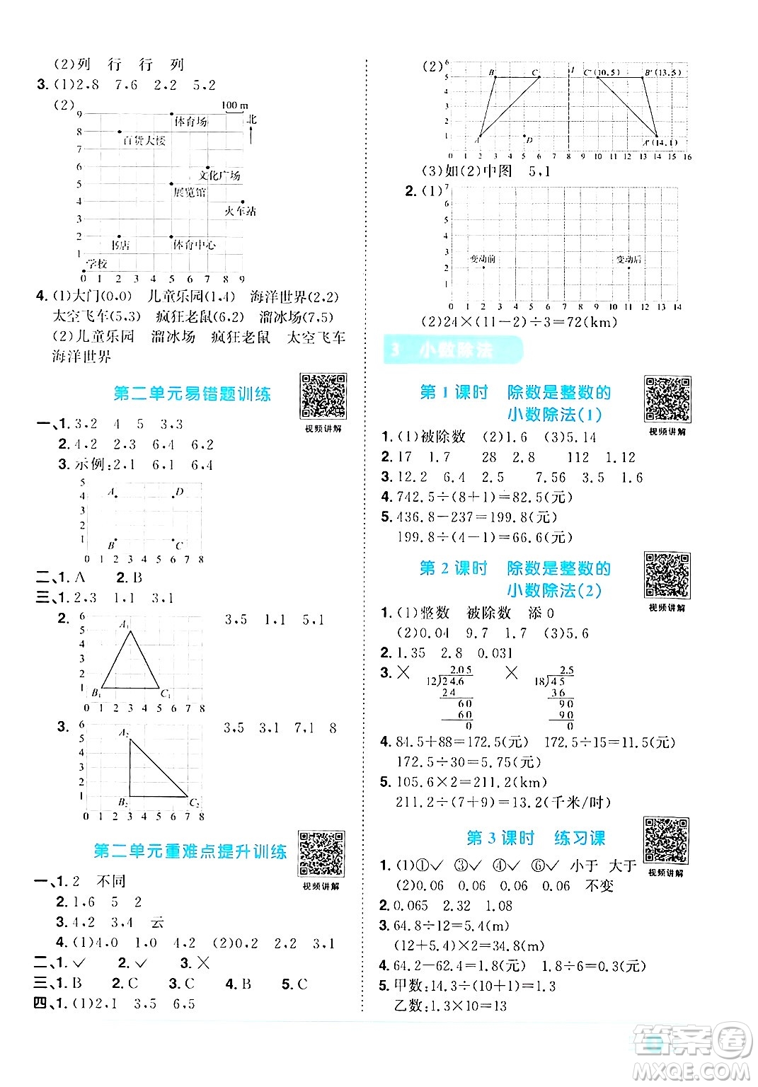 江西教育出版社2024年秋陽光同學(xué)課時(shí)優(yōu)化作業(yè)五年級數(shù)學(xué)上冊人教版答案