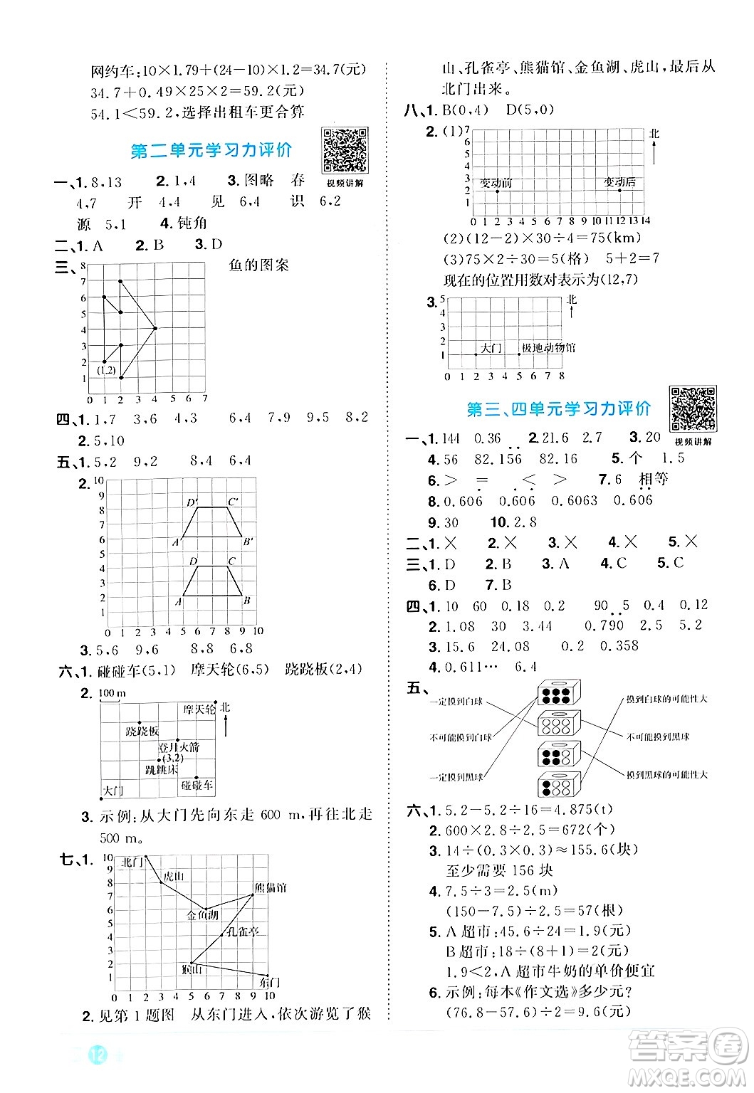 江西教育出版社2024年秋陽光同學(xué)課時(shí)優(yōu)化作業(yè)五年級數(shù)學(xué)上冊人教版答案