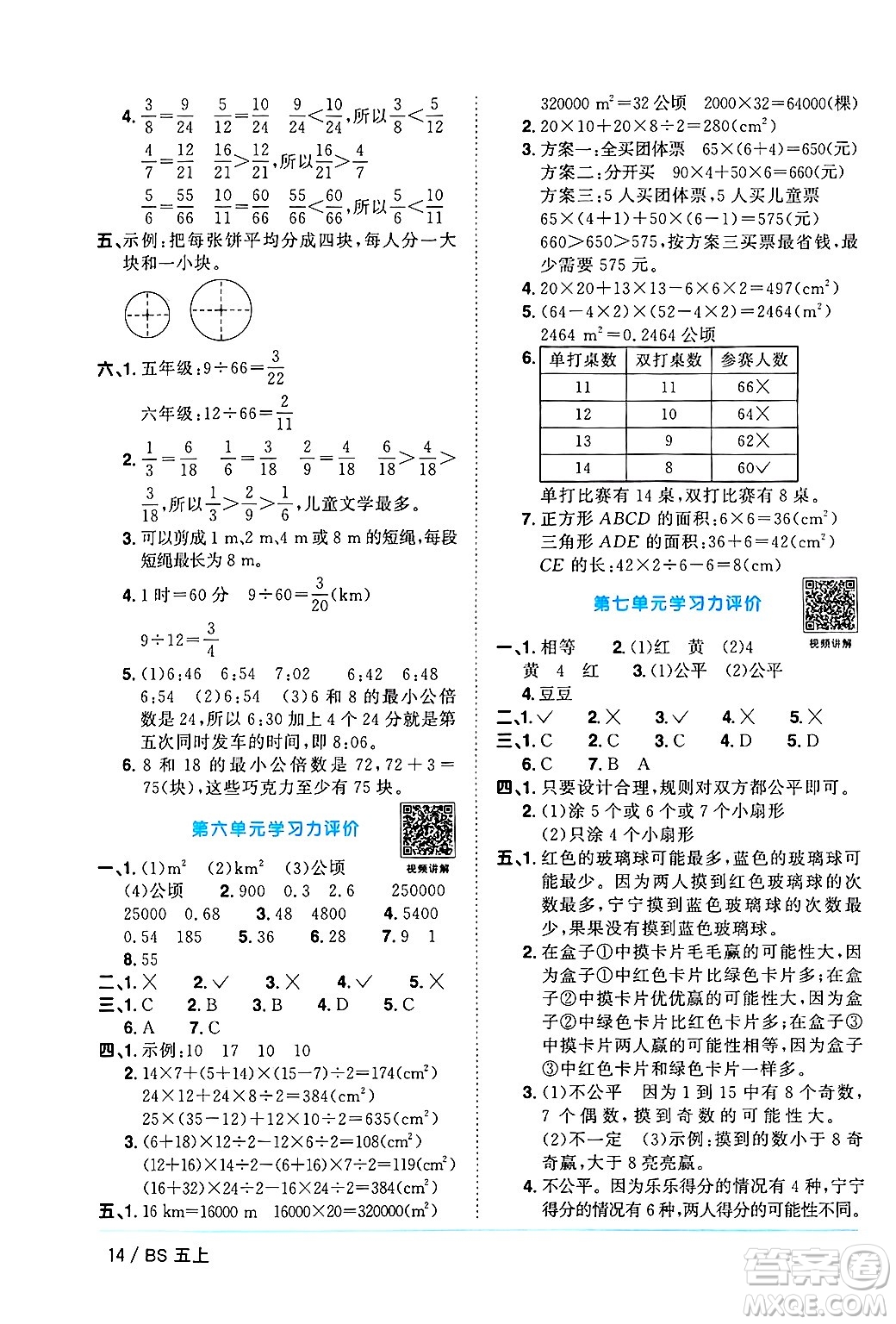 江西教育出版社2024年秋陽光同學(xué)課時(shí)優(yōu)化作業(yè)五年級數(shù)學(xué)上冊北師大版廣東專版答案