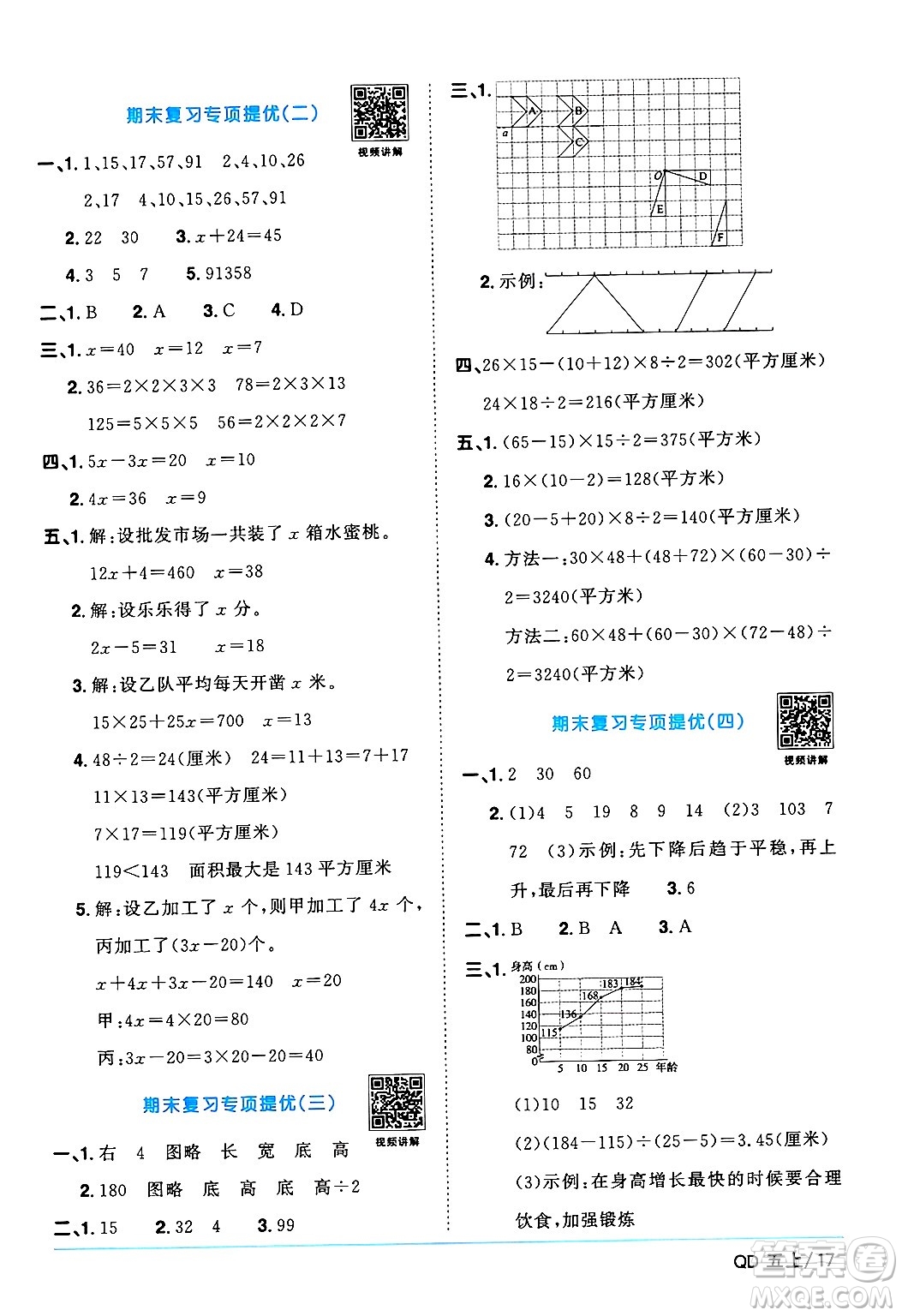 江西教育出版社2024年秋陽光同學(xué)課時(shí)優(yōu)化作業(yè)五年級(jí)數(shù)學(xué)上冊青島版山東專版答案