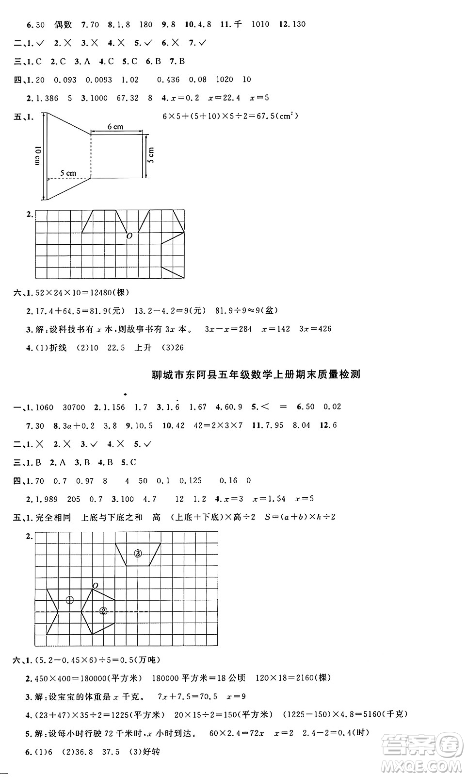 江西教育出版社2024年秋陽光同學(xué)課時(shí)優(yōu)化作業(yè)五年級(jí)數(shù)學(xué)上冊青島版山東專版答案