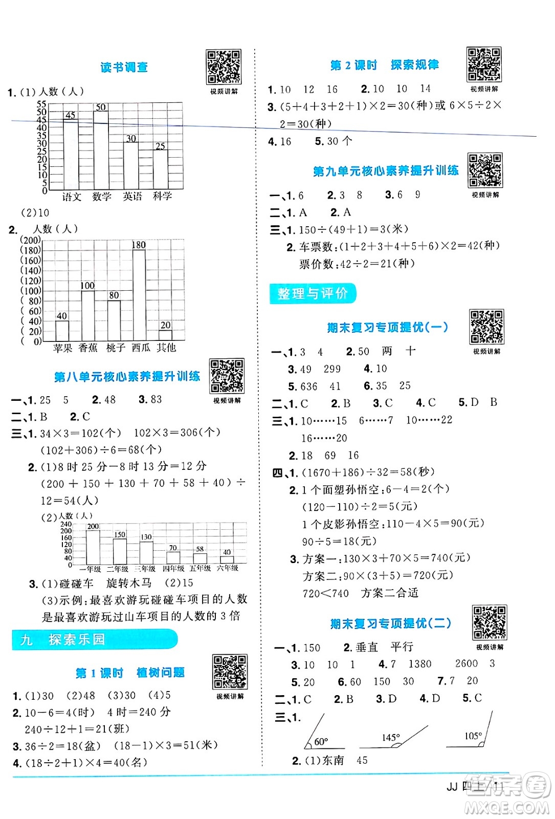 江西教育出版社2024年秋陽(yáng)光同學(xué)課時(shí)優(yōu)化作業(yè)四年級(jí)數(shù)學(xué)上冊(cè)冀教版答案