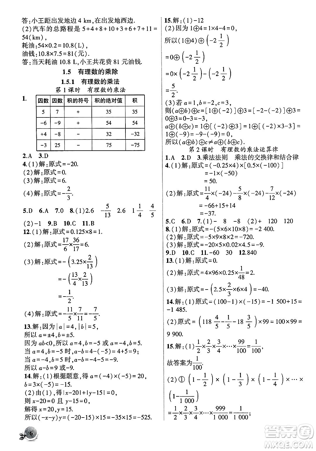 安徽大學(xué)出版社2024年秋創(chuàng)新課堂創(chuàng)新作業(yè)本七年級(jí)數(shù)學(xué)上冊滬科版答案