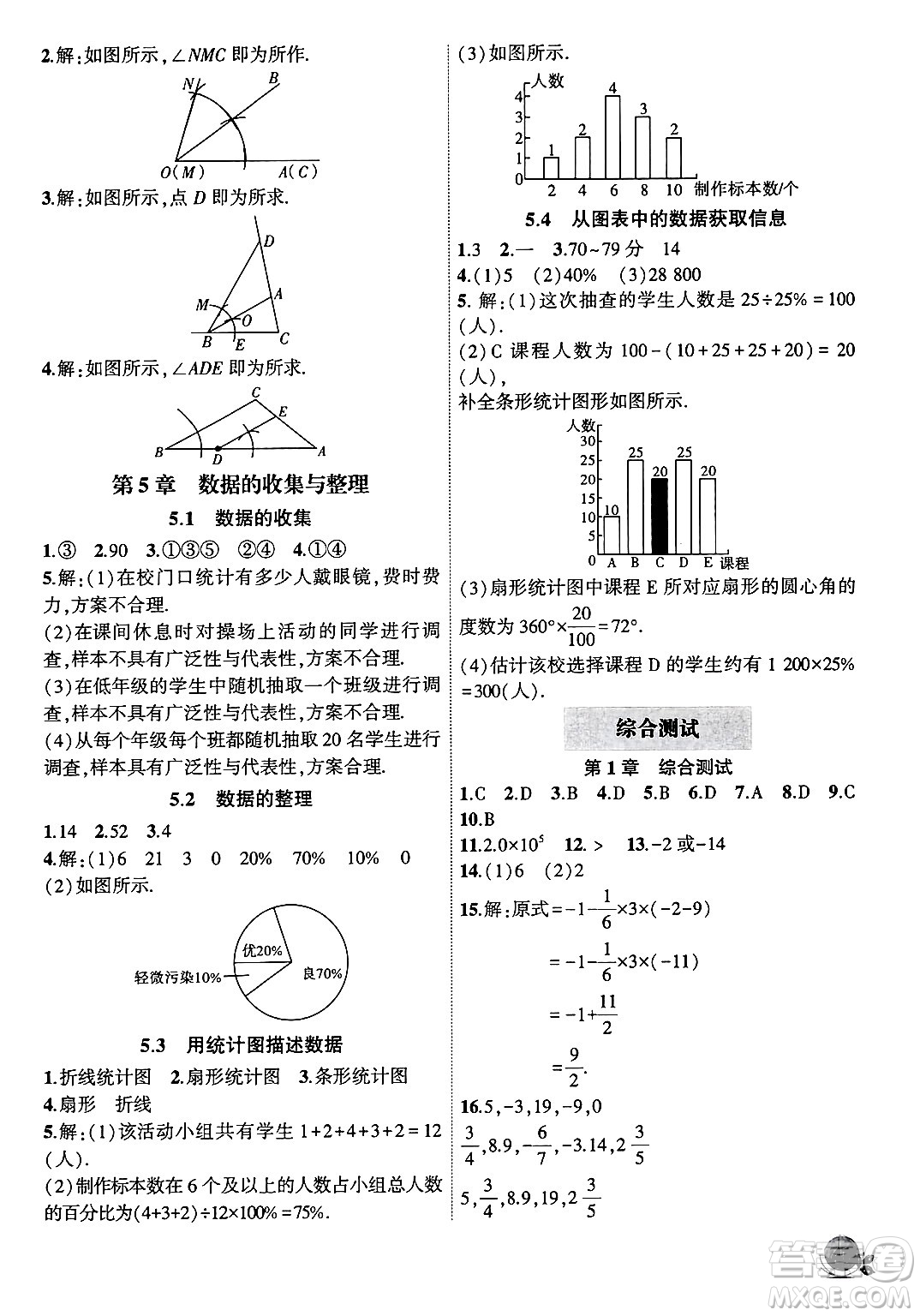 安徽大學(xué)出版社2024年秋創(chuàng)新課堂創(chuàng)新作業(yè)本七年級(jí)數(shù)學(xué)上冊滬科版答案