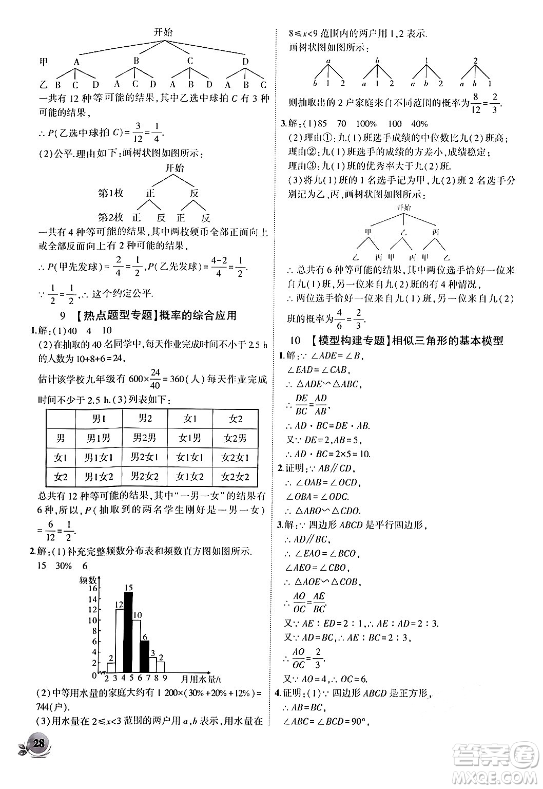 安徽大學出版社2024年秋創(chuàng)新課堂創(chuàng)新作業(yè)本九年級數(shù)學上冊北師大版答案