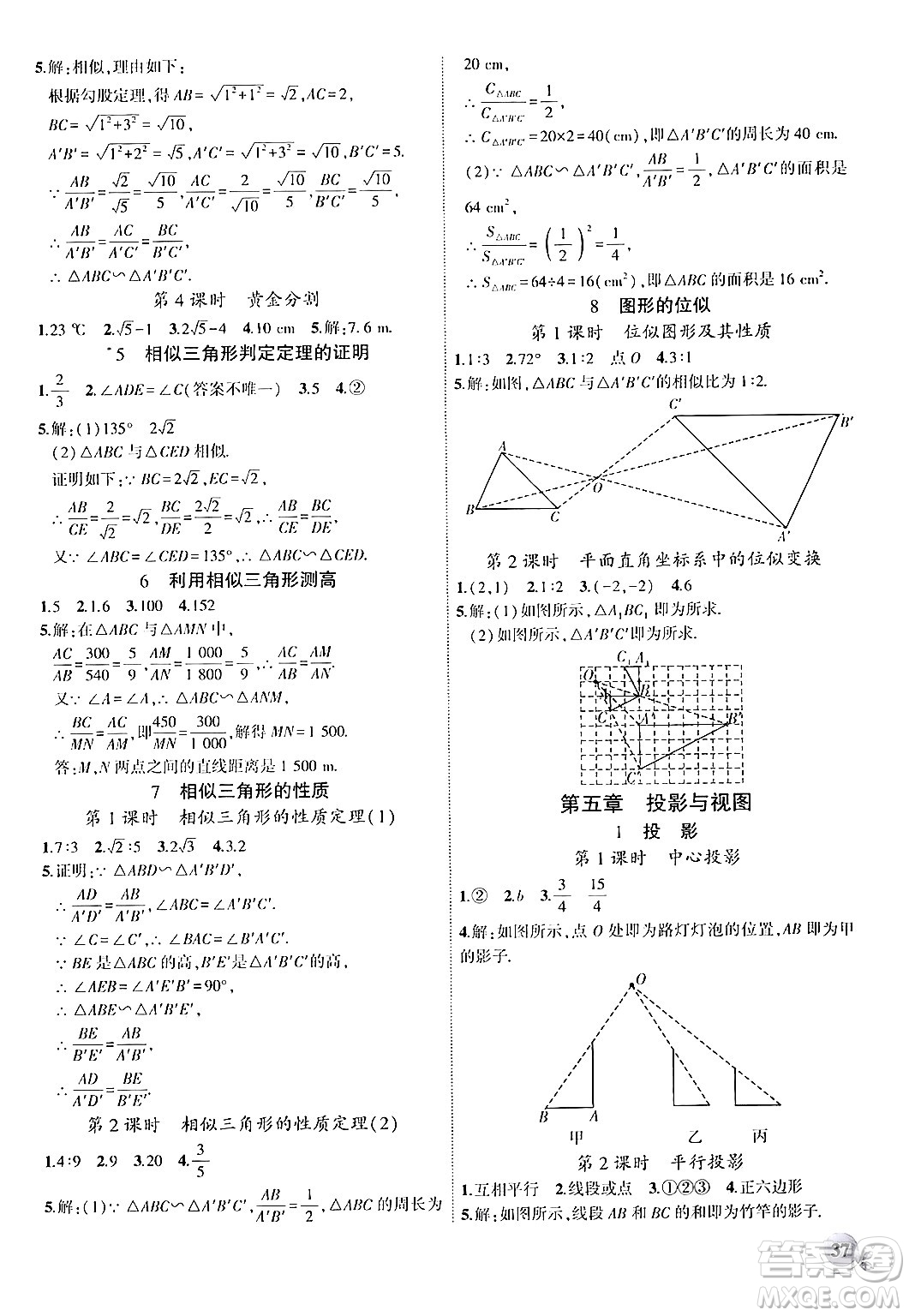 安徽大學出版社2024年秋創(chuàng)新課堂創(chuàng)新作業(yè)本九年級數(shù)學上冊北師大版答案