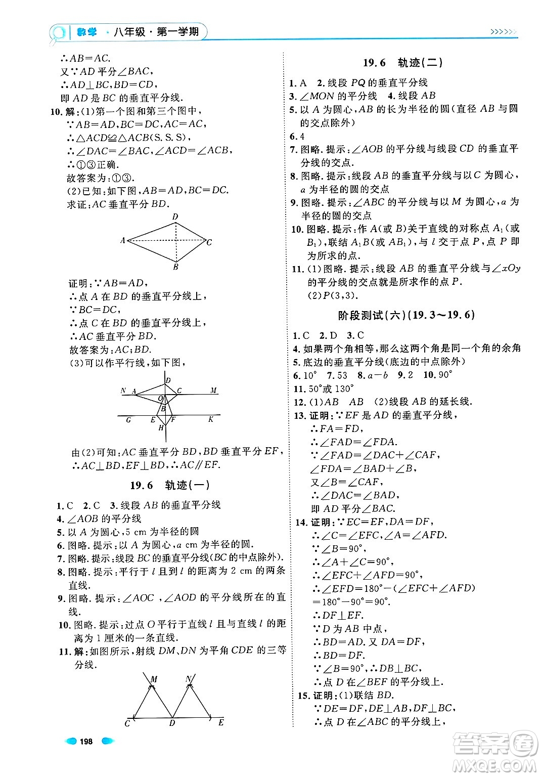 天津人民出版社2024年秋上海作業(yè)八年級(jí)數(shù)學(xué)上冊上海專版答案