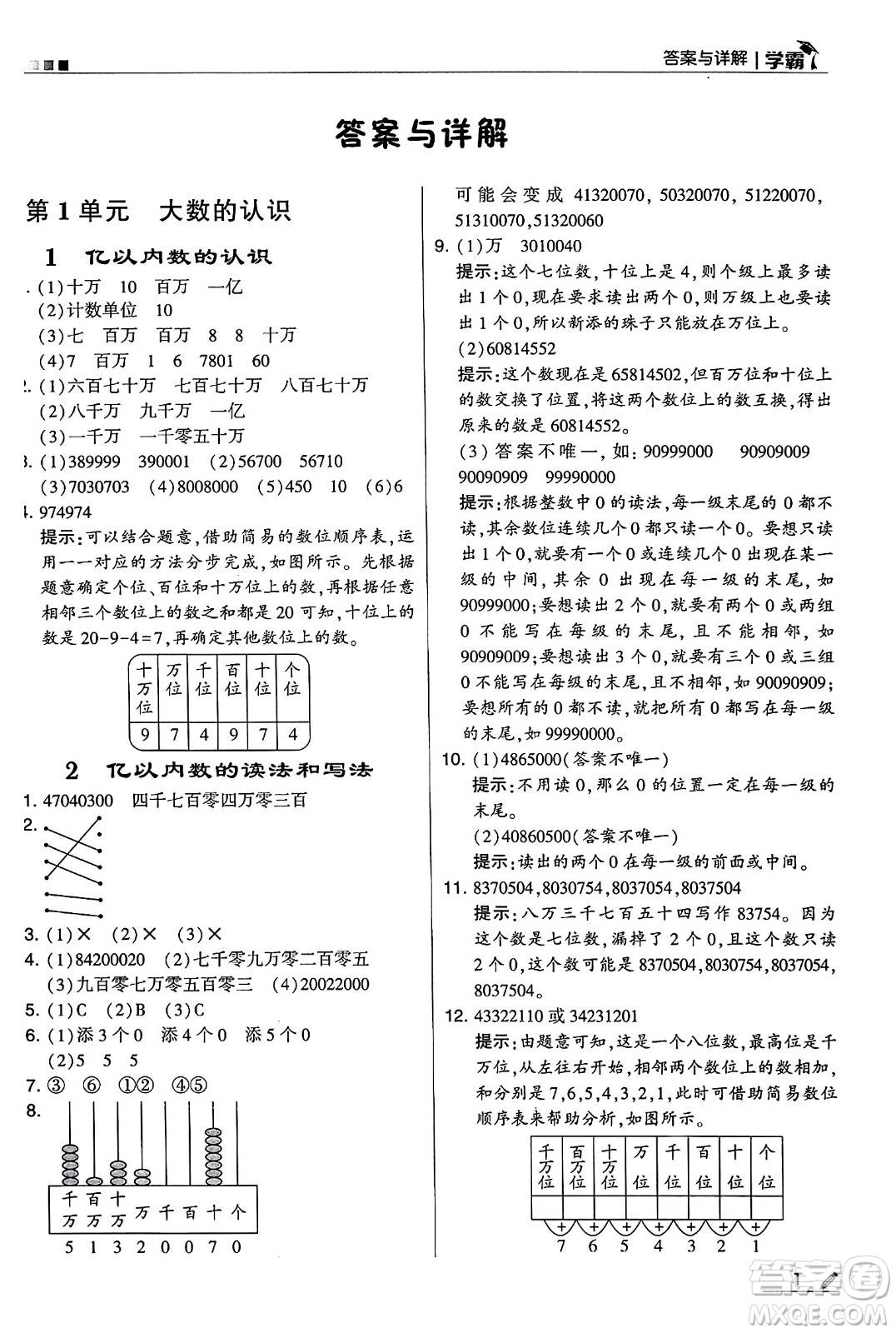 河海大學(xué)出版社2024年秋5星學(xué)霸四年級(jí)數(shù)學(xué)上冊(cè)人教版答案