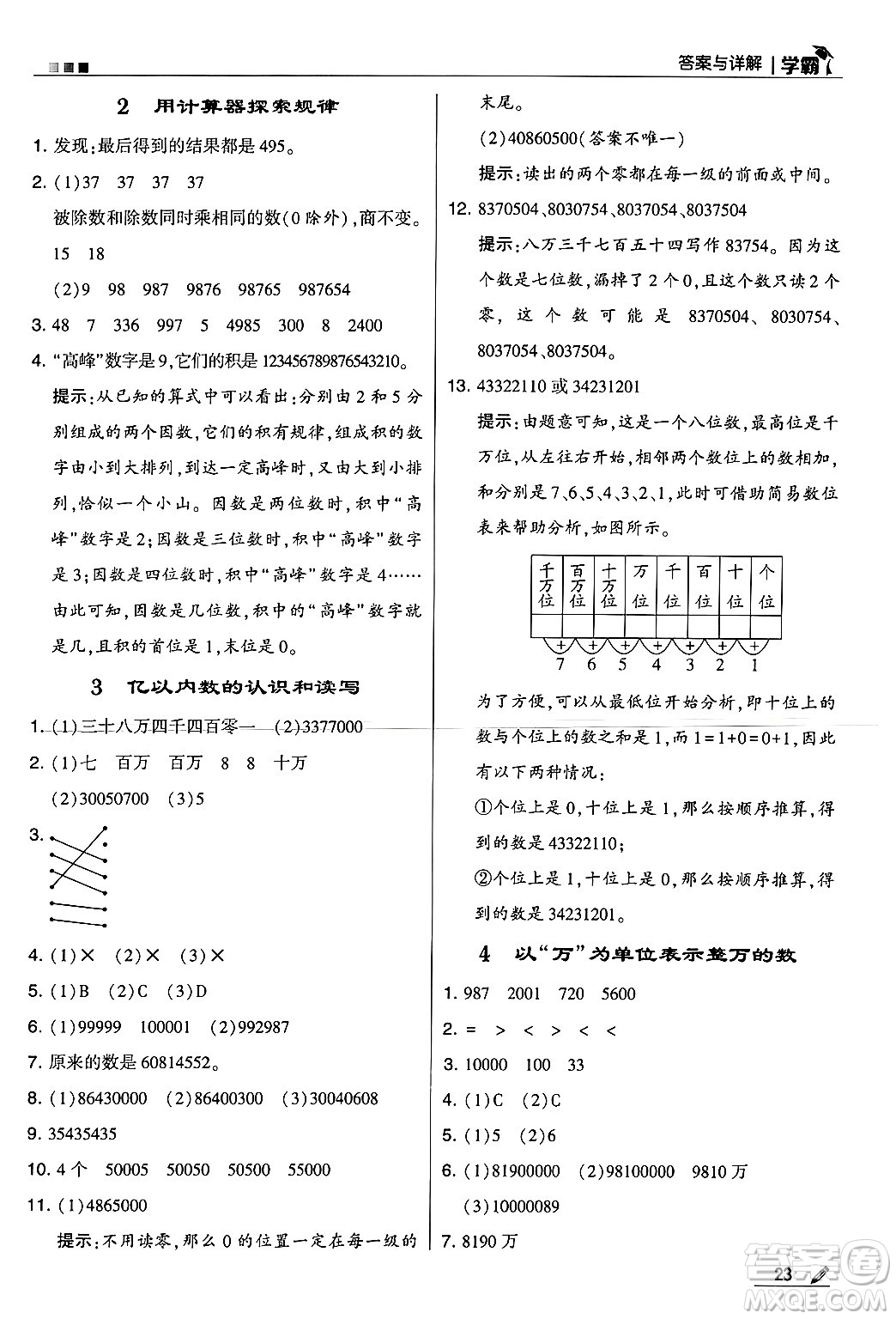 河海大學出版社2024年秋5星學霸四年級數(shù)學上冊冀教版答案