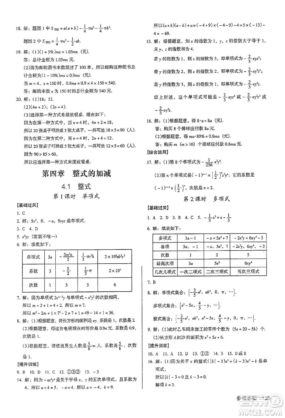 廣東經(jīng)濟出版社2024年秋全優(yōu)點練課計劃七年級數(shù)學(xué)上冊人教版答案