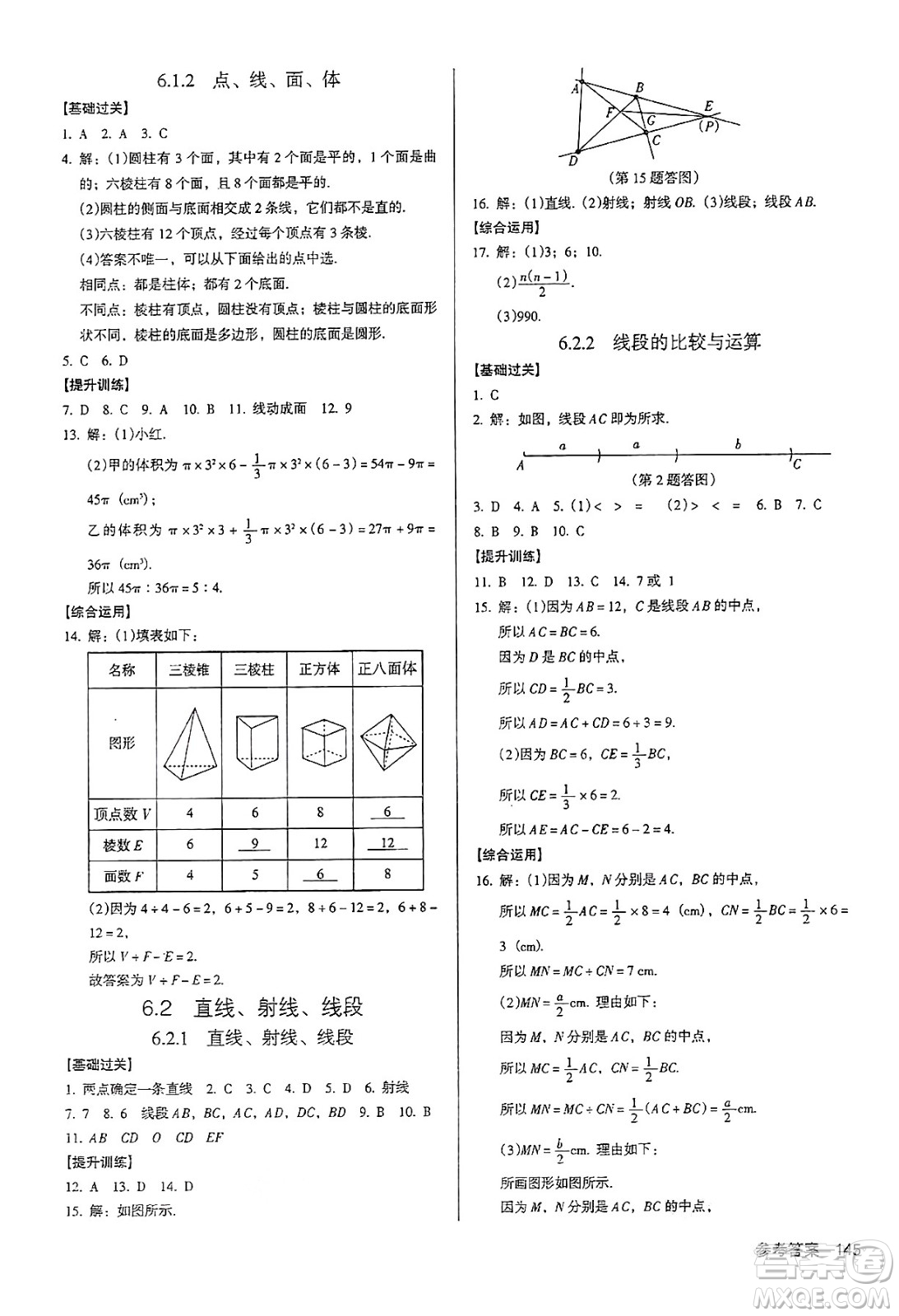 廣東經(jīng)濟出版社2024年秋全優(yōu)點練課計劃七年級數(shù)學(xué)上冊人教版答案