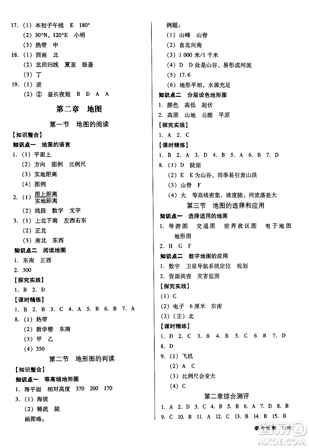 廣東經(jīng)濟(jì)出版社2024年秋全優(yōu)點練課計劃七年級地理上冊人教版答案