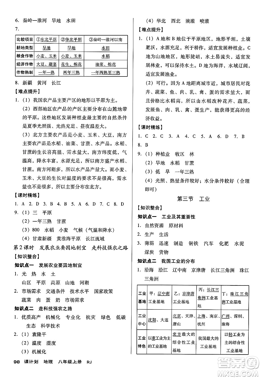 廣東經(jīng)濟出版社2024年秋全優(yōu)點練課計劃八年級地理上冊人教版答案