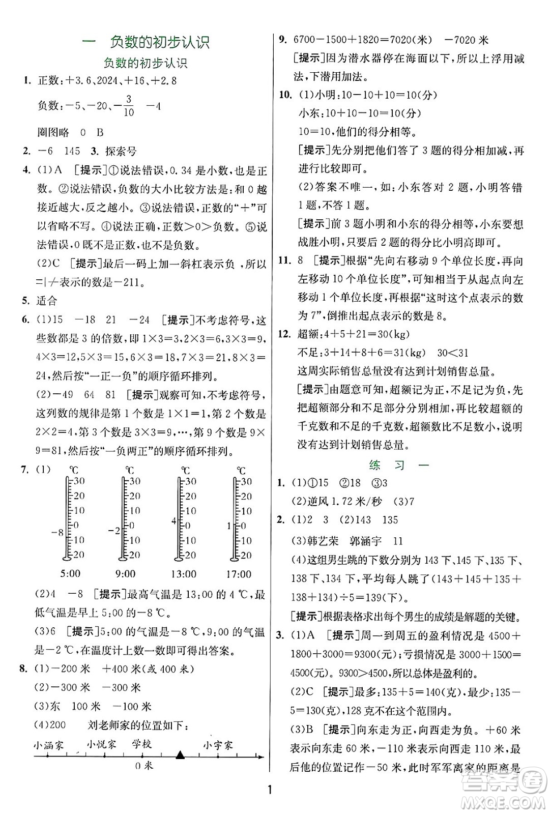 江蘇人民出版社2024年秋春雨教育實(shí)驗(yàn)班提優(yōu)訓(xùn)練五年級(jí)數(shù)學(xué)上冊(cè)蘇教版江蘇專版答案